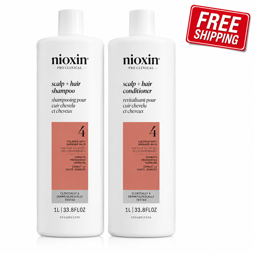 Nioxin System 4 Shampoo & Conditioner Duo 1L 33.8oz Colored Hair NEW
